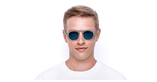 Lunettes de soleil homme BORNEO POLARIZED blanc/bleu - Vue de face