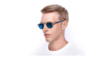 Lunettes de soleil homme BORNEO POLARIZED blanc/bleu - vue de 3/4