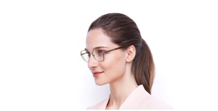 Lunettes de vue femme 0PR 64YV rose/dorée - vue de 3/4