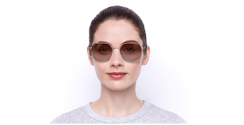 Lunettes de soleil femme JULIE dorée - Vue de face