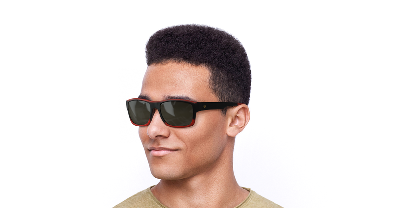 Lunettes de soleil homme Drum noir/rouge - vue de 3/4