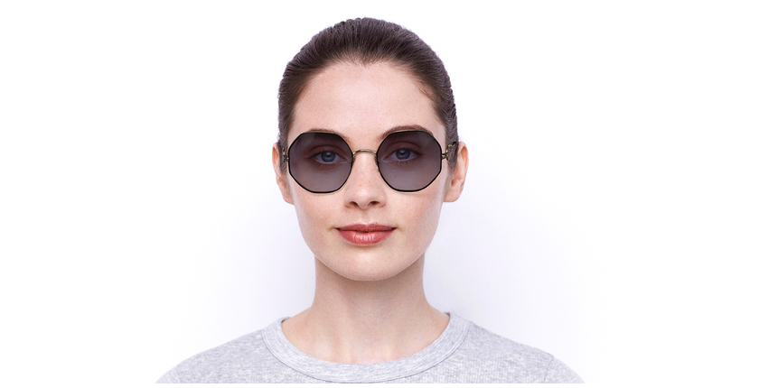 Lunettes de soleil femme DORIA dorée/noir - Vue de face