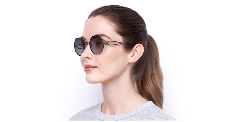 Lunettes de soleil femme DORIA dorée/noir - Vue de face