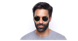 Lunettes de soleil homme ROUND METAL 0RB3447N dorée - Vue de face